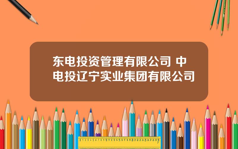 东电投资管理有限公司 中电投辽宁实业集团有限公司